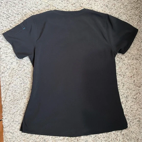 Carhartt Black Scrub Top with Teal Stitching Size Medium - Picture 7 of 7